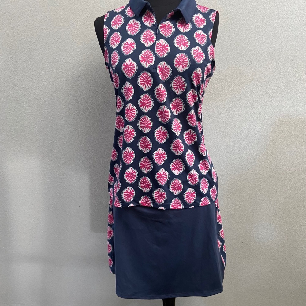Tommy Bahama Navy Sleeveless Athletic Skort with Pink Medallion Print